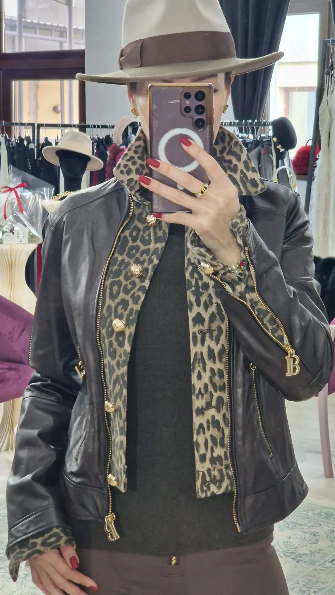 Geaca dama piele cu animal print