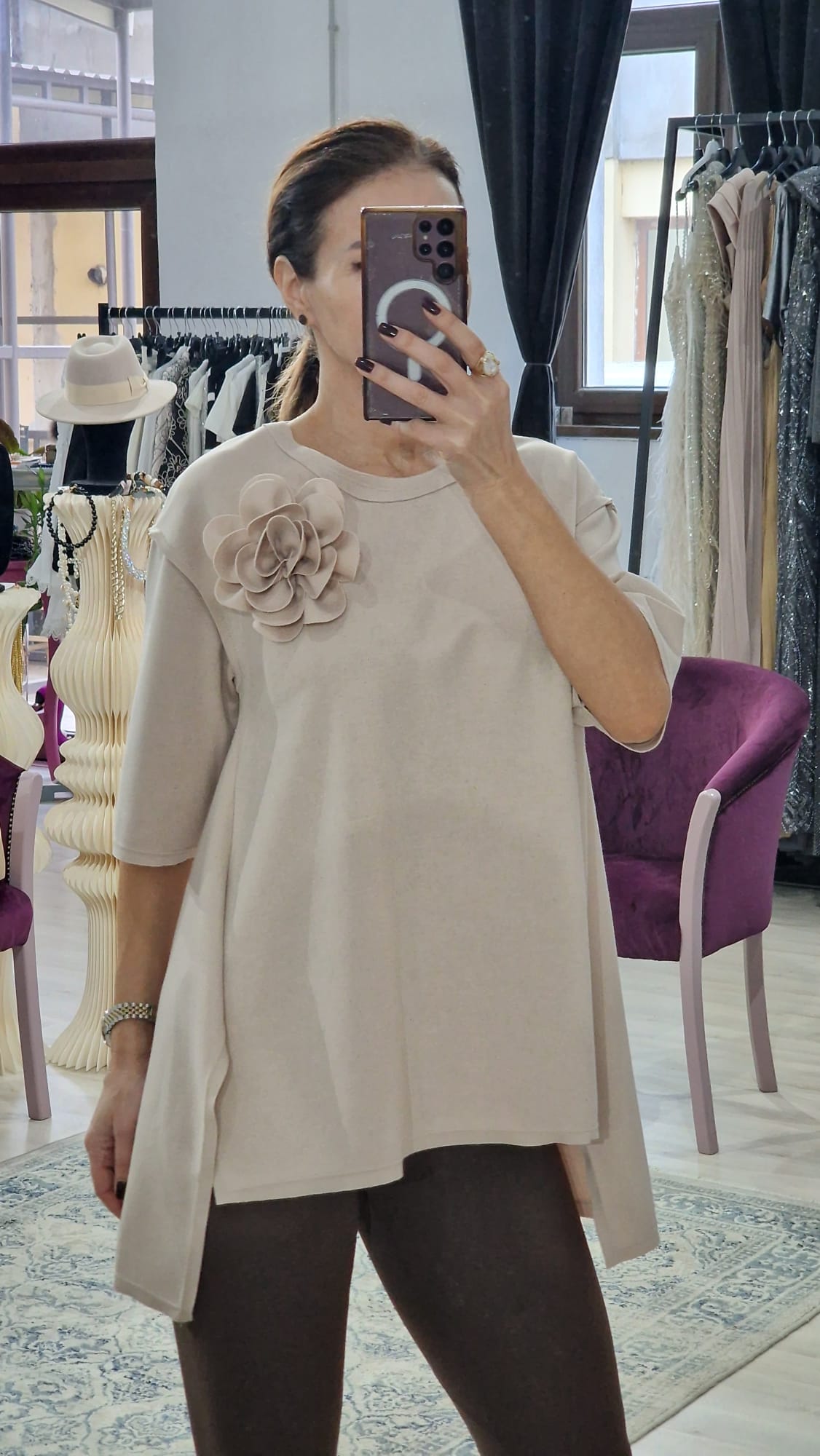 Bluza dama cu accesoriu floare - Boutique For You