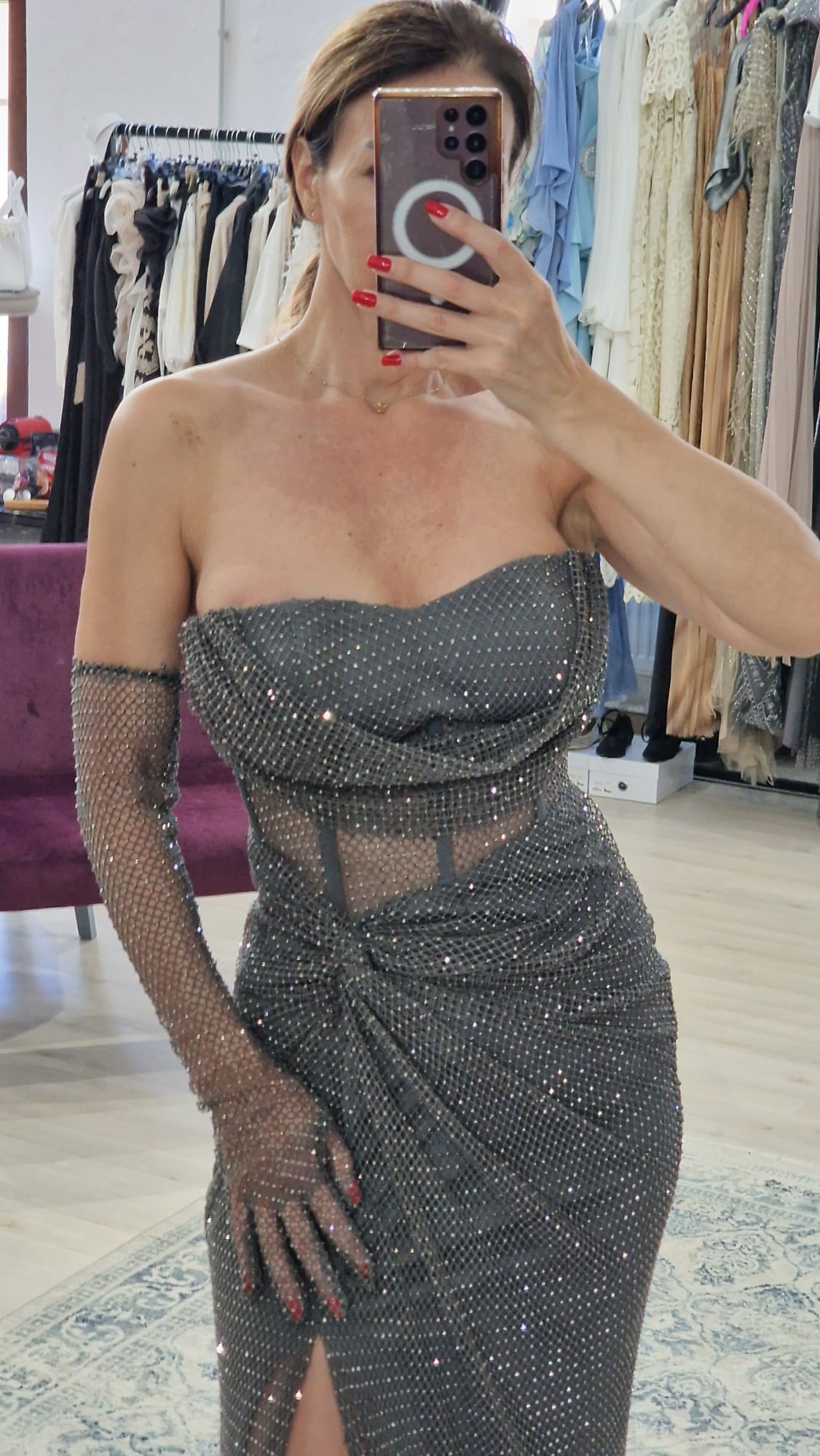 Rochie dama lunga tip corset cu manusi - Boutique For You