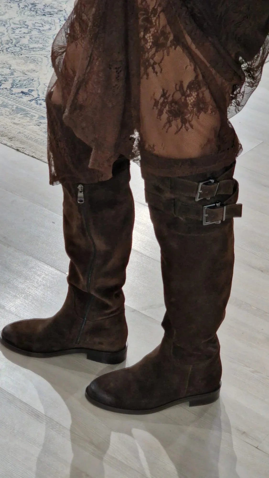 Cizme dama maro piele întoarsă