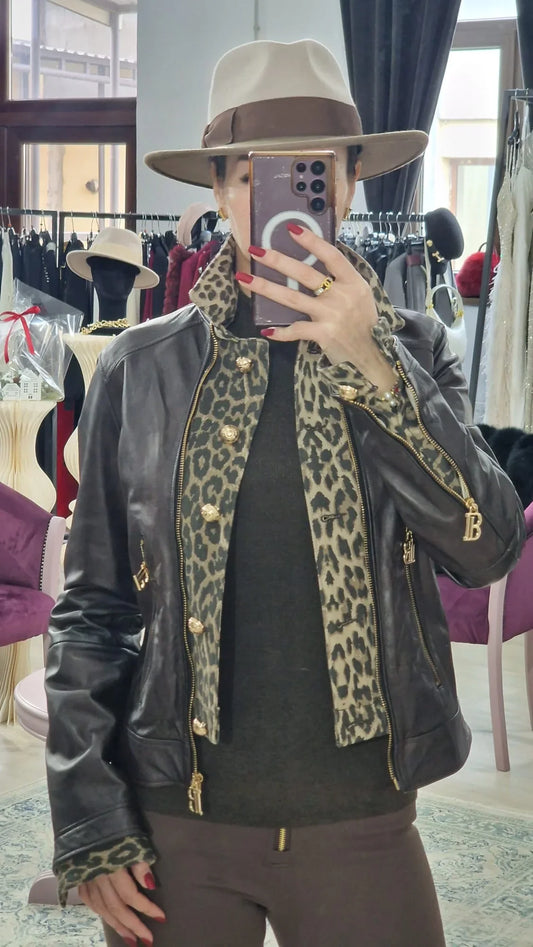 Geaca dama piele cu animal print