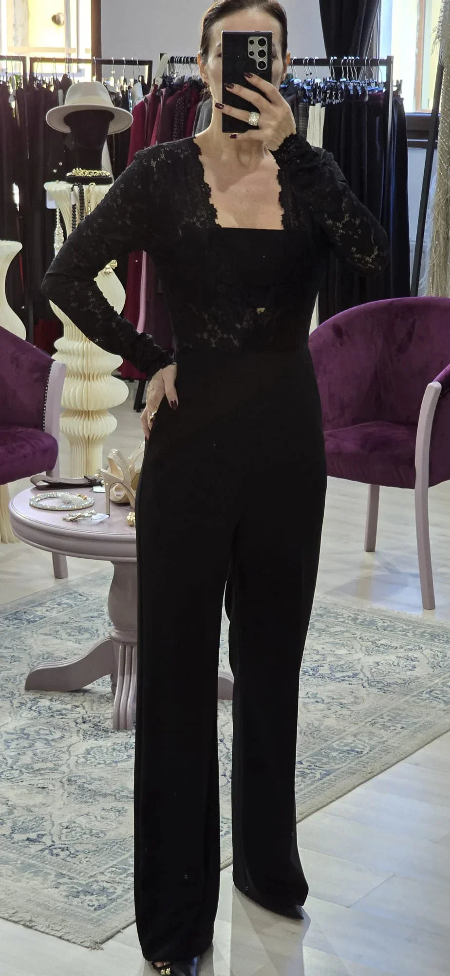 Salopeta dama cu dantela