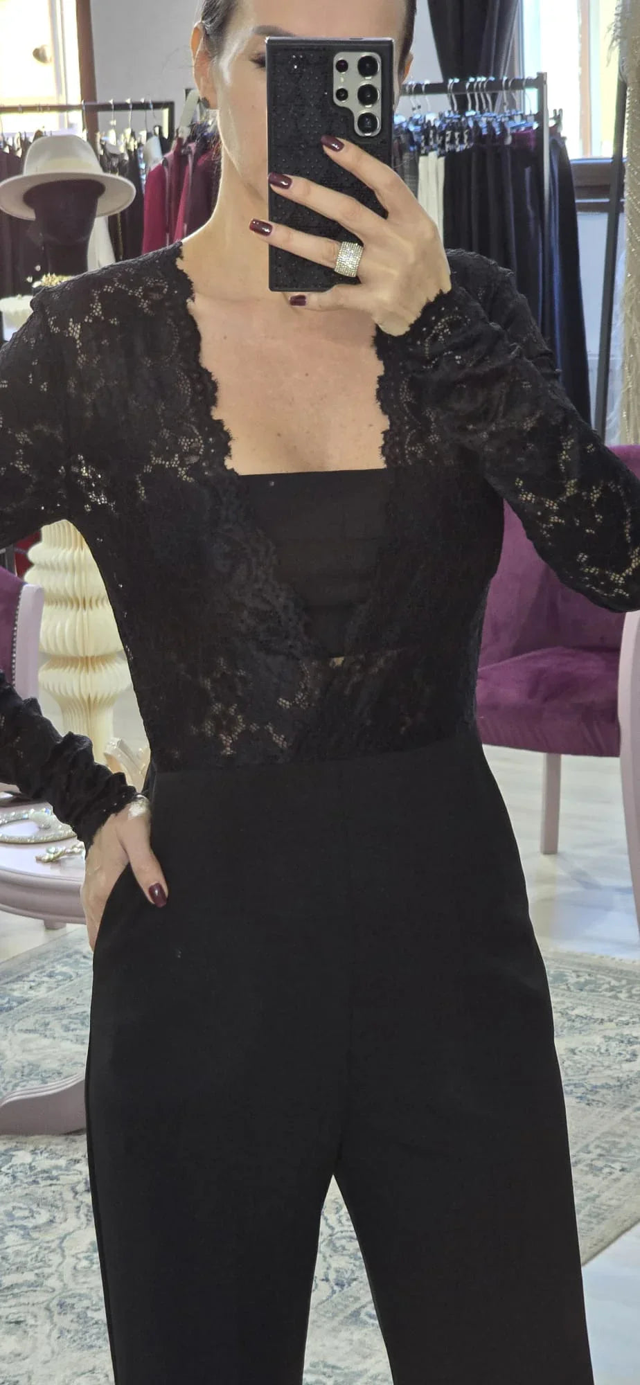 Salopeta dama cu dantela