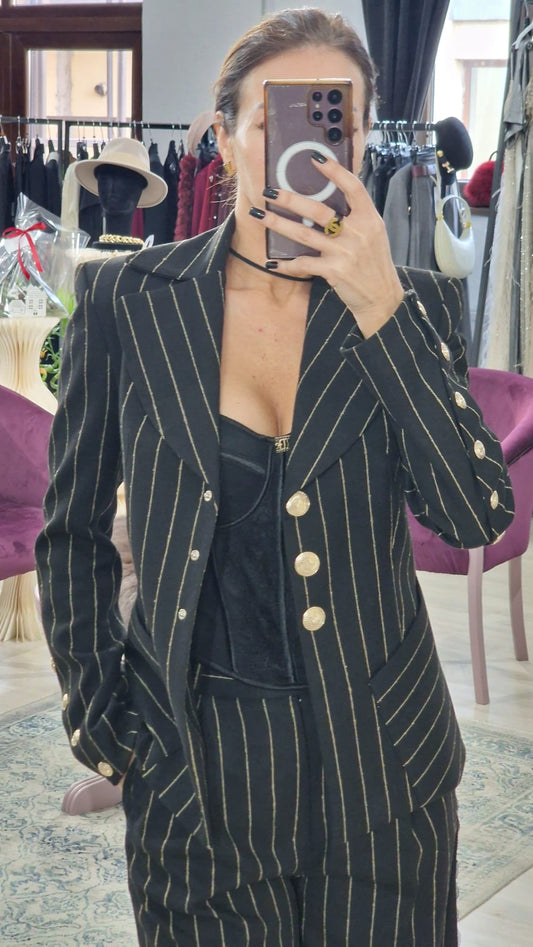 Sacou dama cu dungi aurii