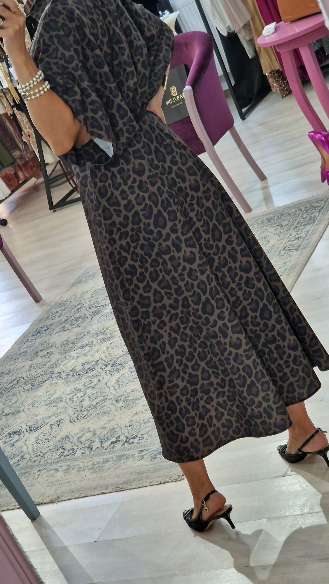 Rochie dama animal print cu negru