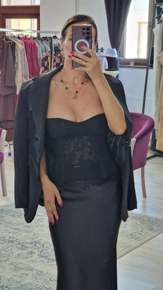 Top dama negru stil corset