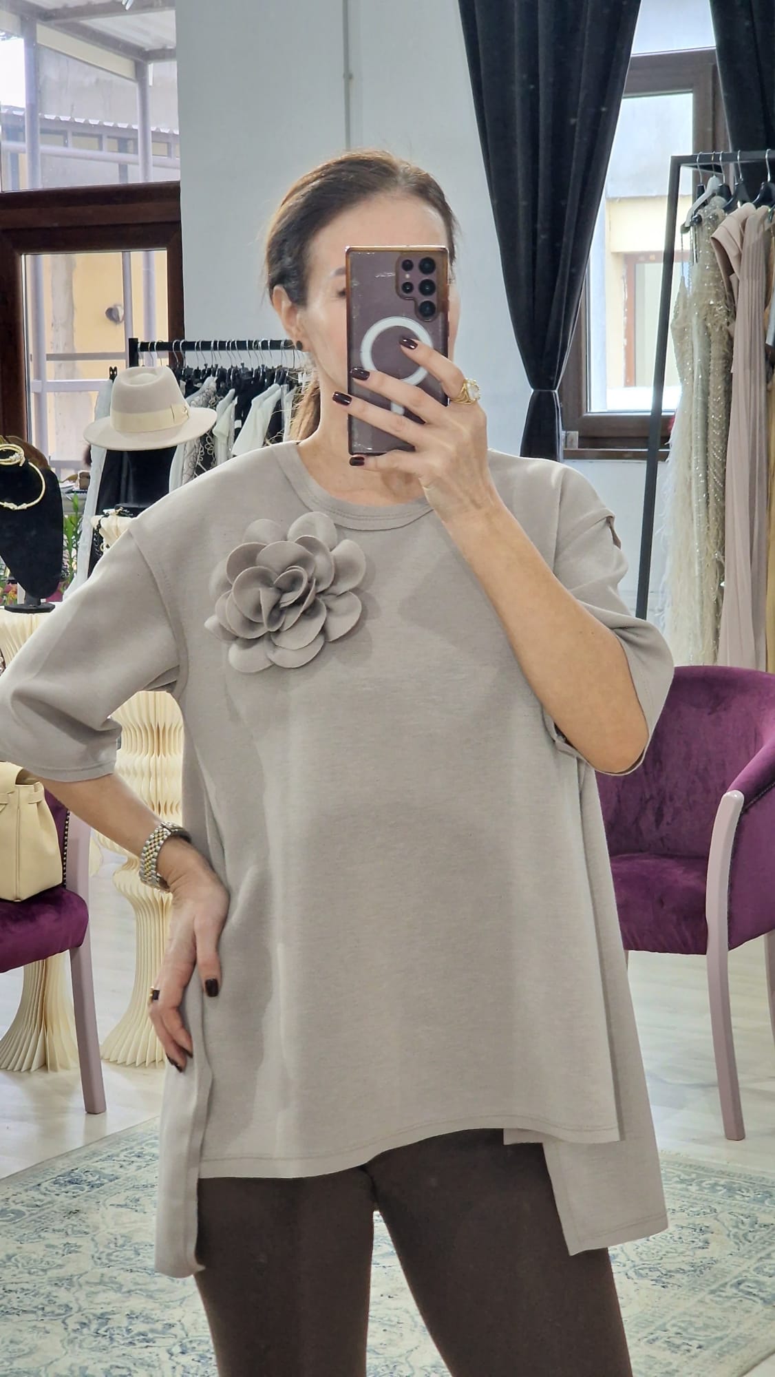 Bluza dama cu accesoriu floare - Boutique For You