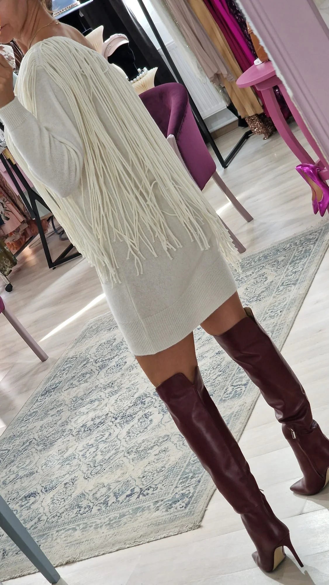 Cizme dama din piele bordeaux - Boutique For You