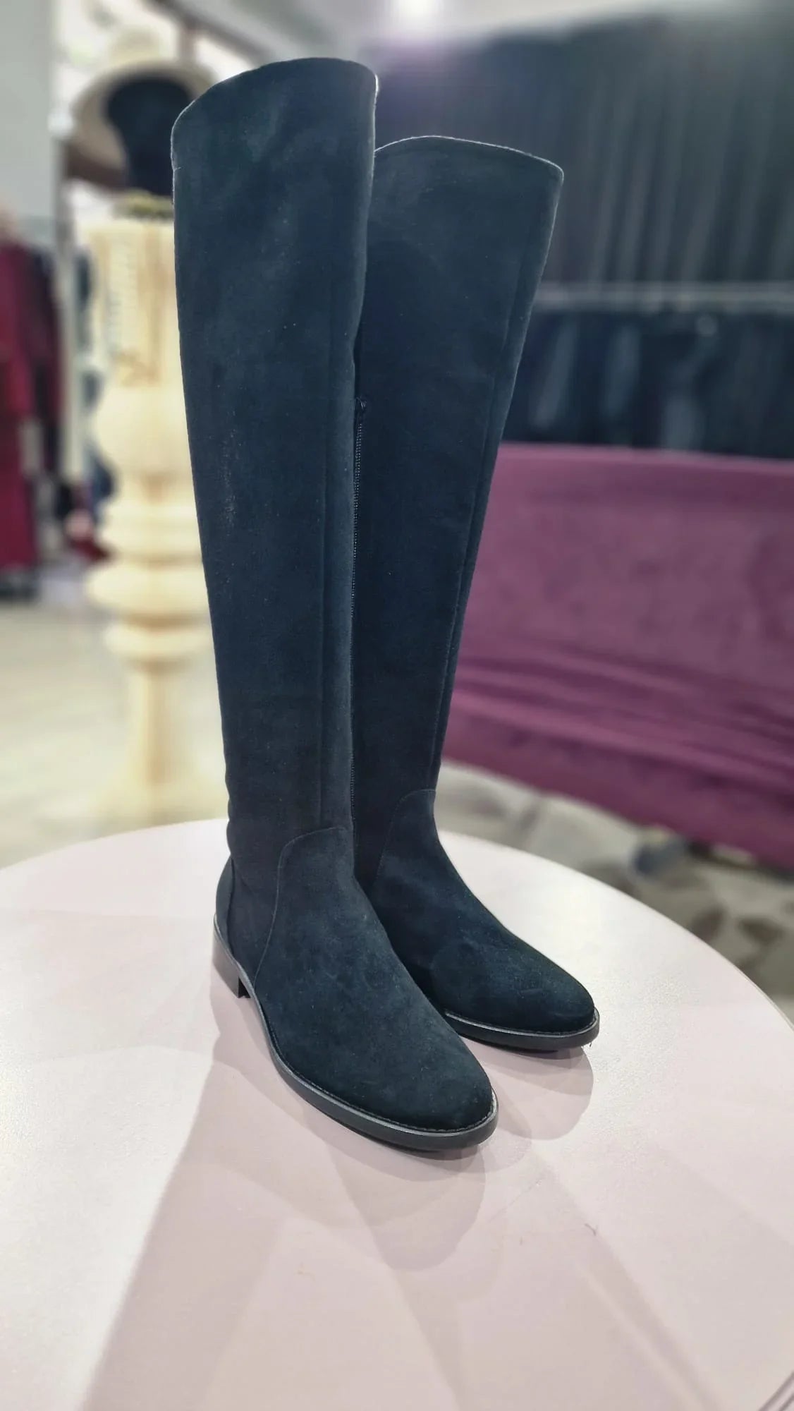 Cizme dama din piele întoarsă - Boutique For You