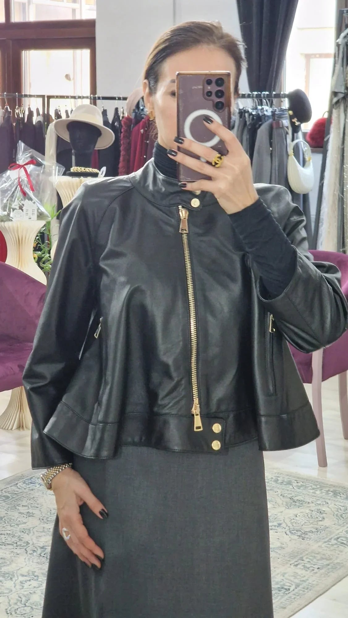Geaca din piele A Line - Boutique For You