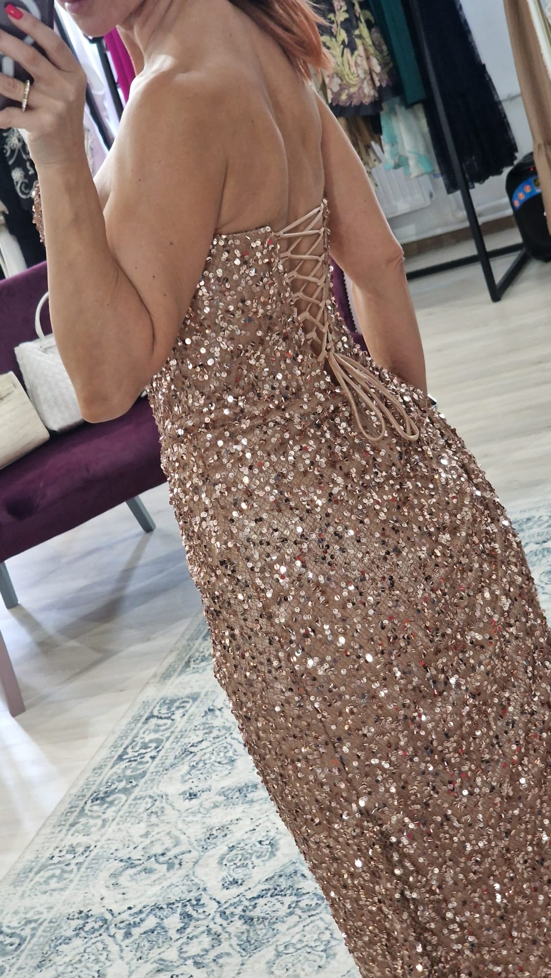 Rochie dama lunga de ocazie cu paiete si corset - Boutique For You