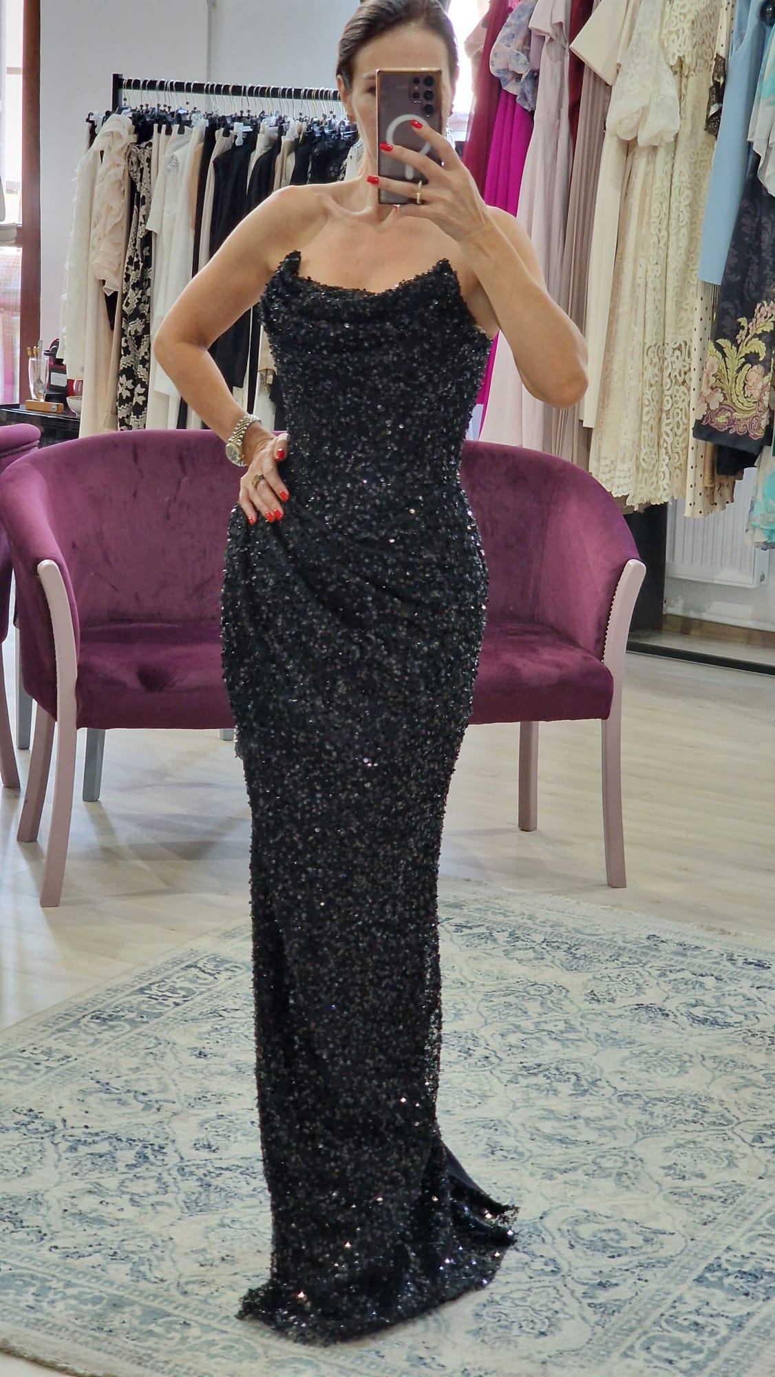 Rochie dama lunga de ocazie cu paiete si corset - Boutique For You
