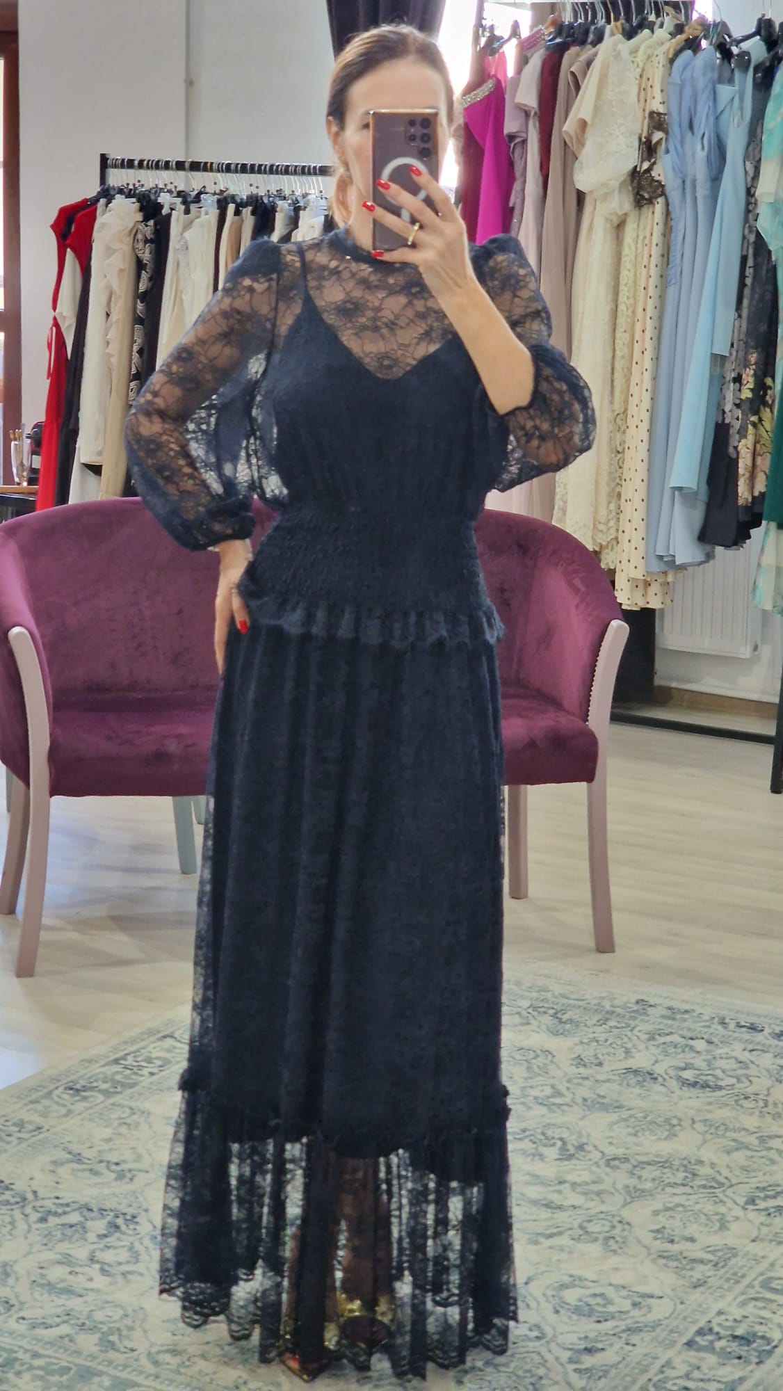 Rochie damă lungă din dantelă fina - Boutique For You