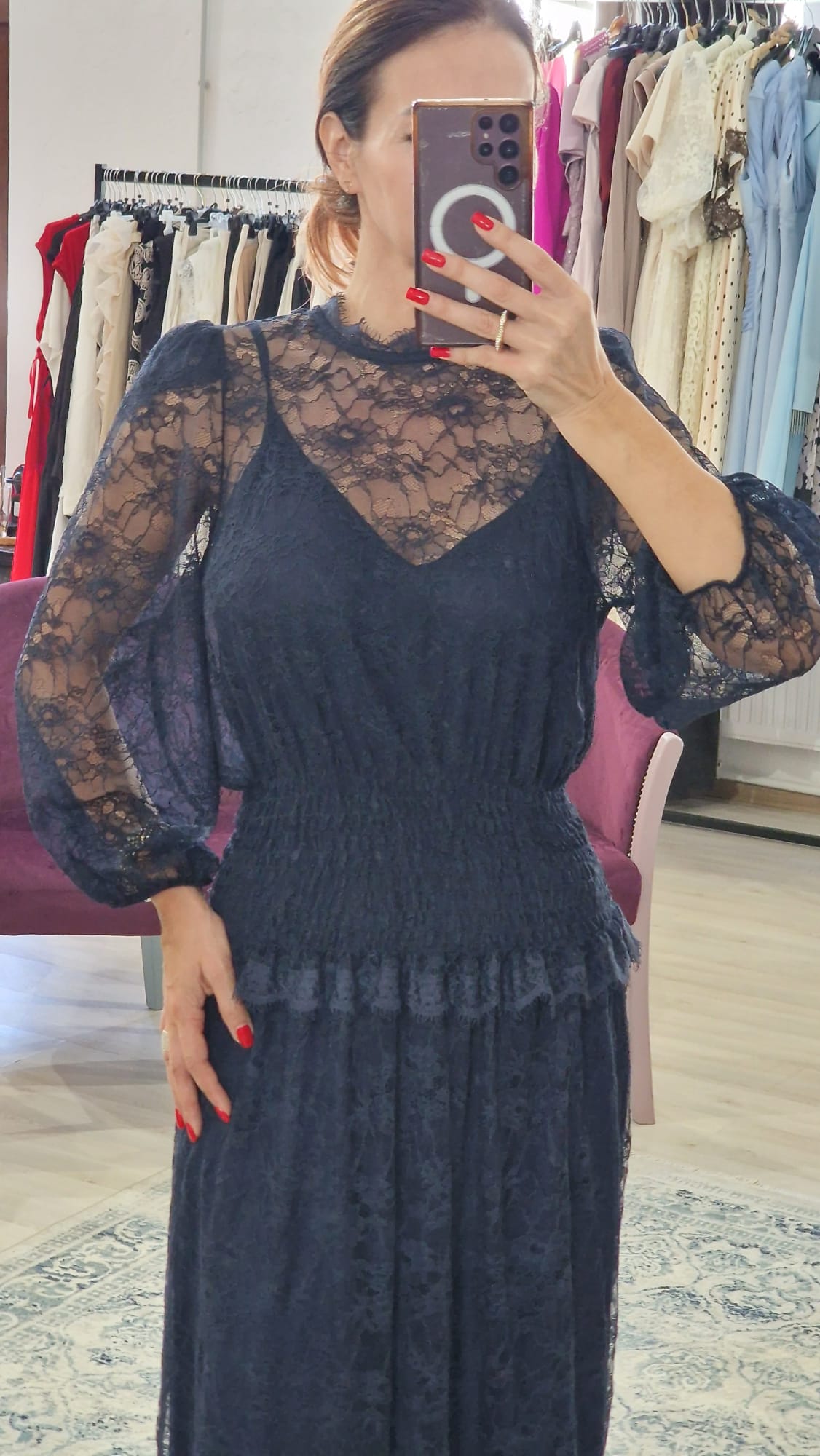 Rochie damă lungă din dantelă fina - Boutique For You
