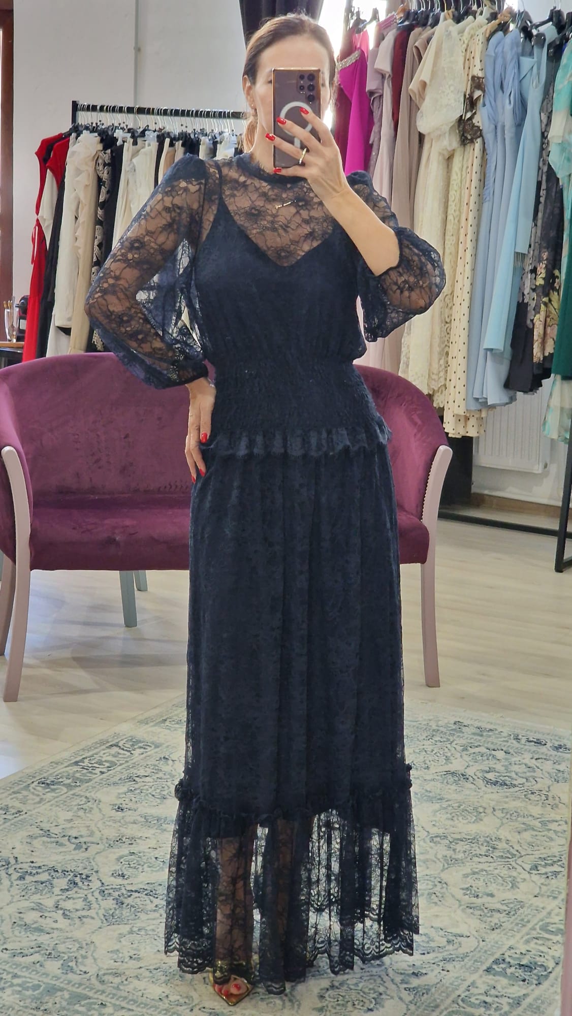 Rochie damă lungă din dantelă fina - Boutique For You