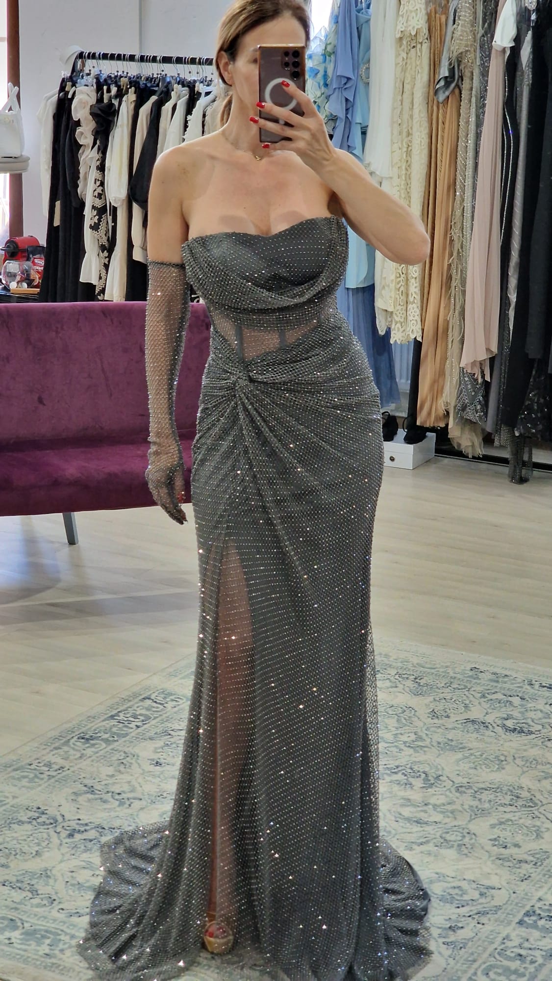 Rochie dama lunga tip corset cu manusi - Boutique For You
