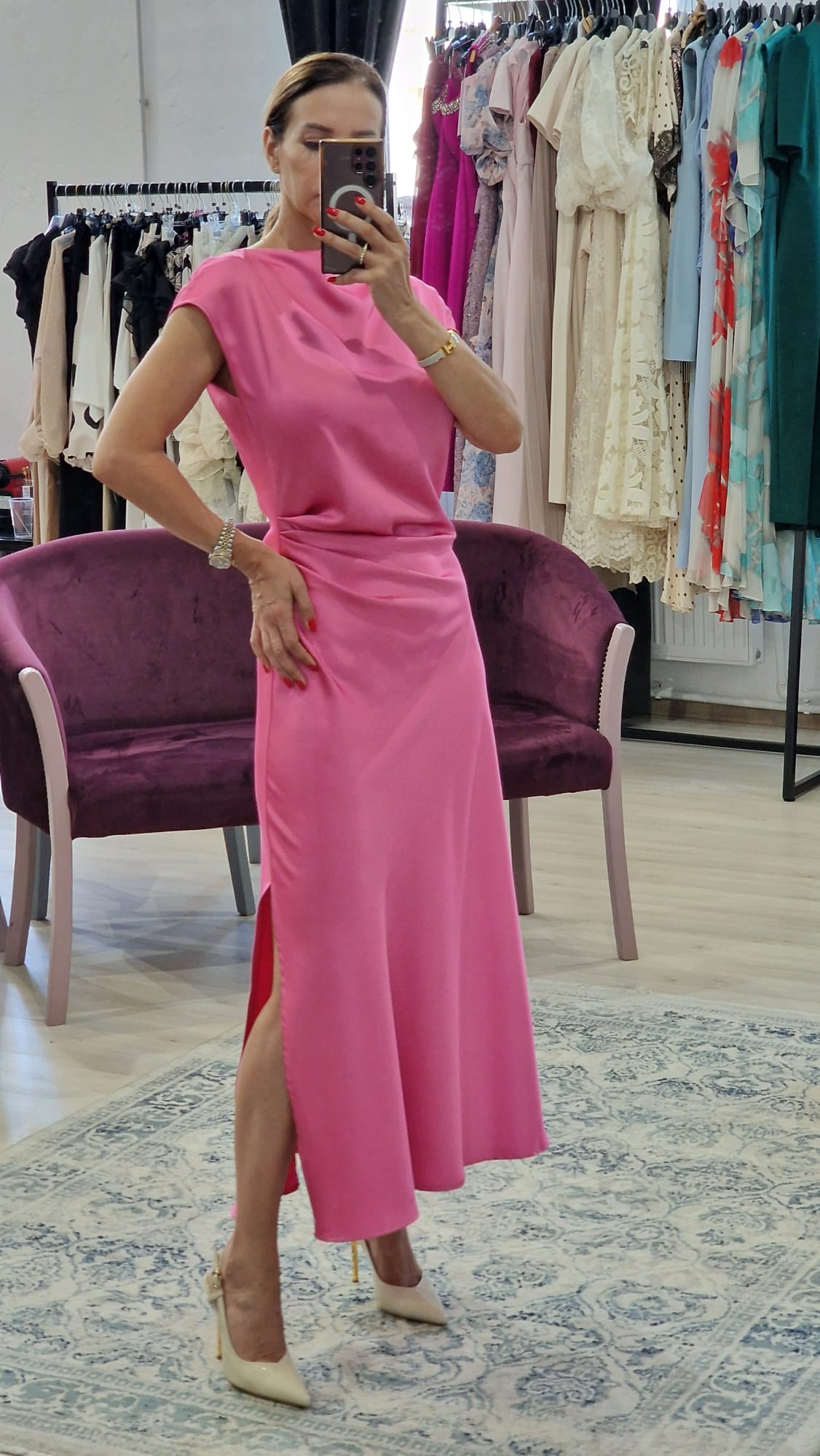 Rochie dama satin Imperial - Boutique For You