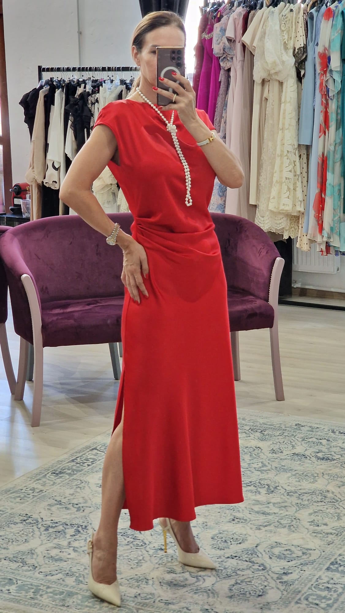 Rochie dama satin Imperial - Boutique For You