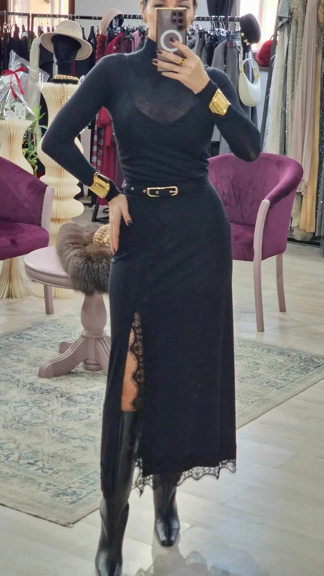 Rochie neagra cu dantela - Boutique For You