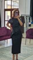 Rochie dama de ocazie midi neagra din dantela