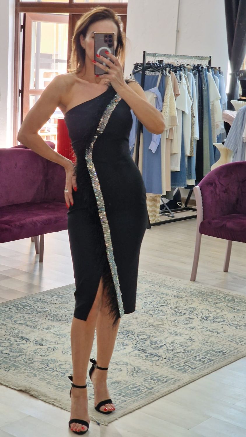 Rochie dama de ocazie midi cu fulgi si pietre