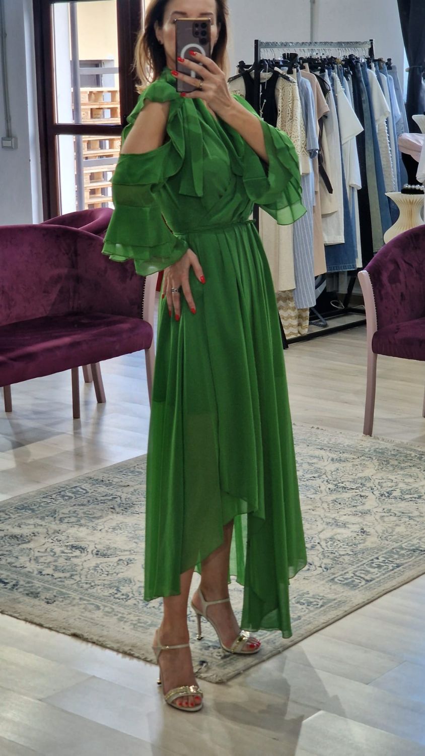Rochie dama din voal verde