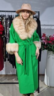 Palton dama   verde cu blana